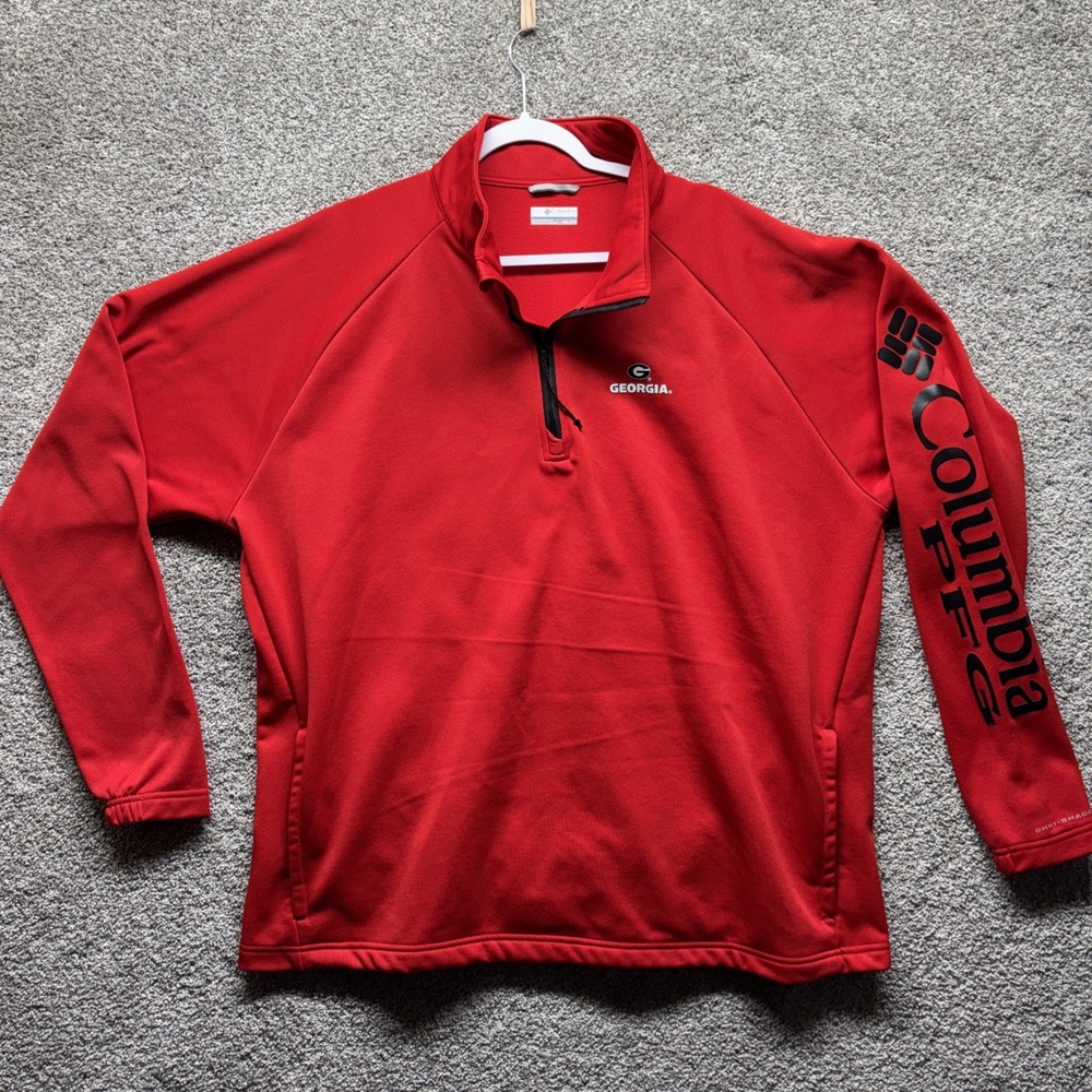 Georgia‎ Bulldogs Columbia PFG Fishing 1/4 Zip Pullover Size XXL Pockets Elastic